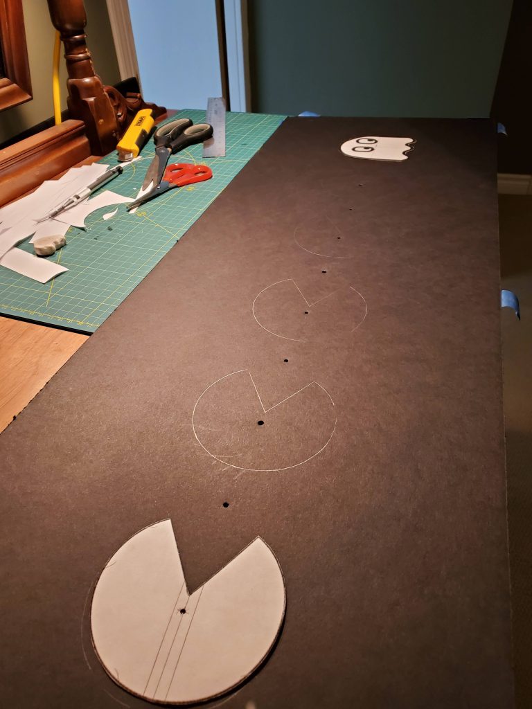 Foam board with Pac-Man template